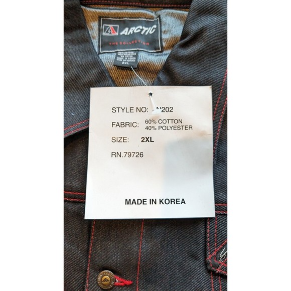Deadstock Y2K Arctic Serial Jean Black Denim Jacket 2XL Glanz Hip Hop Urban NWT - Picture 12 of 16